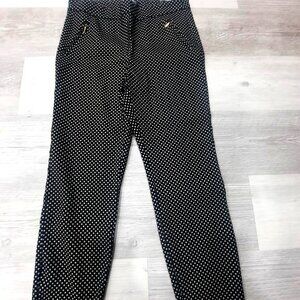 SOHO Apparel Metallic Dot Straight Leg Pull on Trouser Size Large Petite